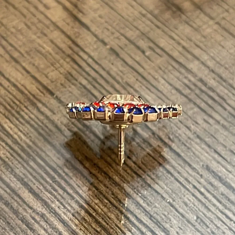 Vintage Ballou Red White Blue Rhinestone Angel Pin